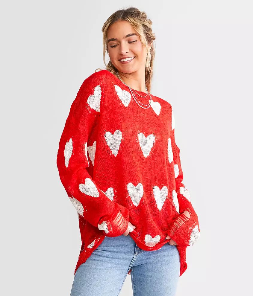BiBi Destructed Heart Sweater | Buckle