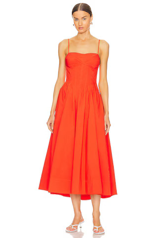 SIMKHAI Kittiya Midi Dress in Flame from Revolve.com | Revolve Clothing (Global)
