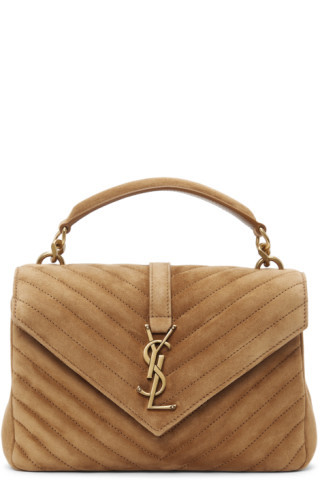 Tan Suede Medium College Bag | SSENSE