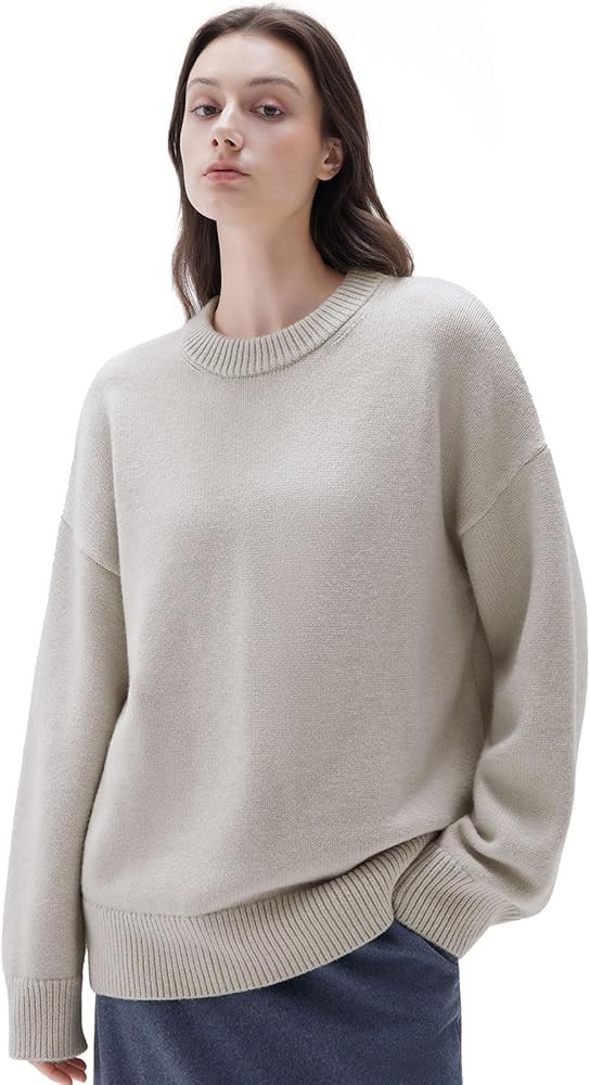SUUKSESS Women Cashmere Oversized Long Sleeve Pullover Sweater Crew Neck Jumpers | Amazon (US)