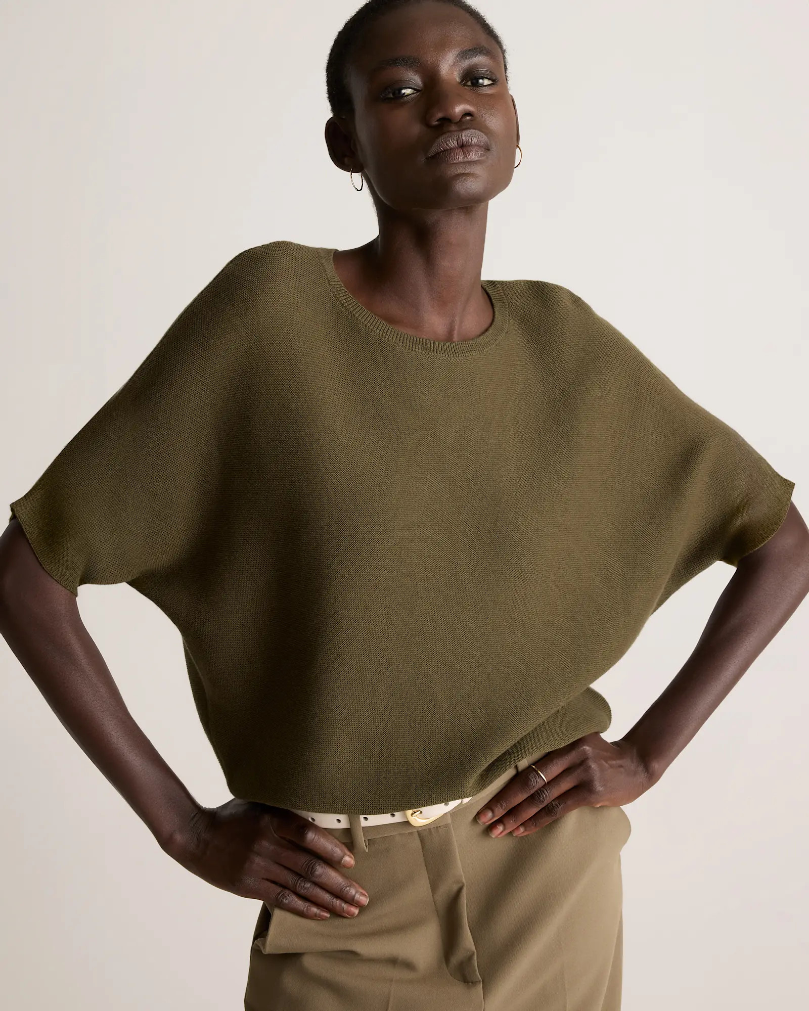 Lightweight Cotton Cashmere Link-Stitch Dolman Sweater | Quince