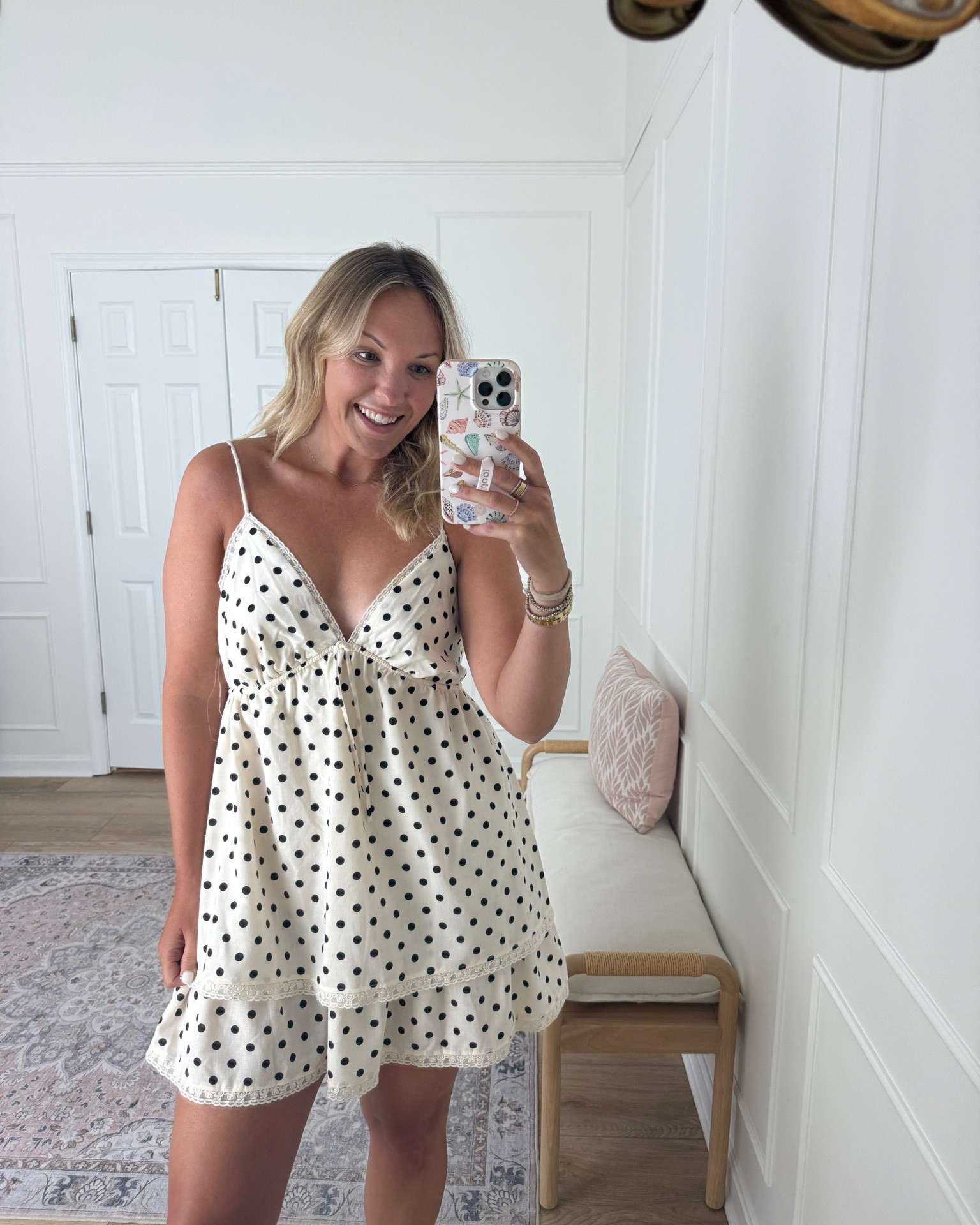 Dainty mini dress for an end of summer date night! Summer dress - wearing a med