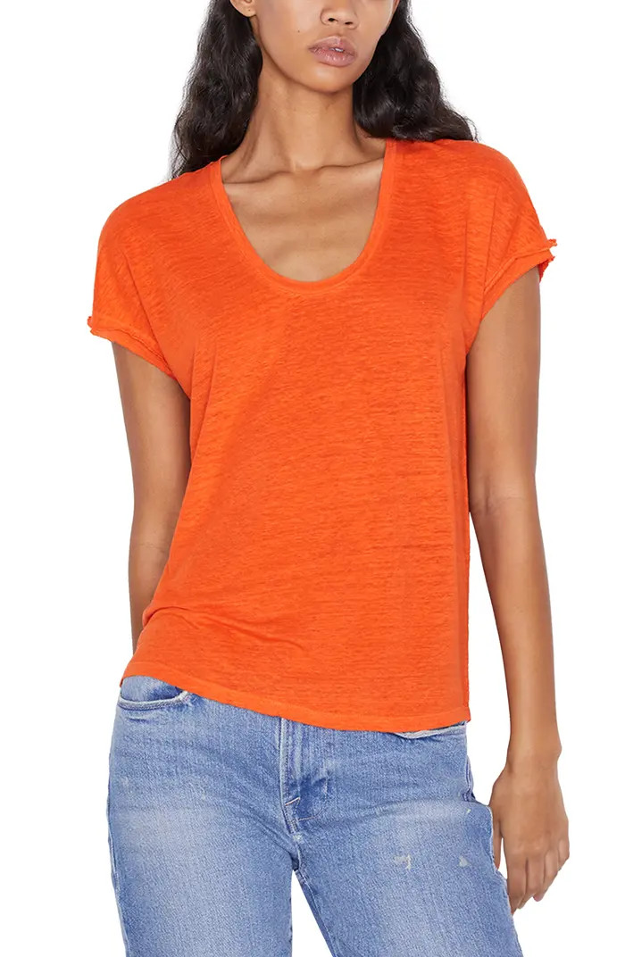 FRAME Easy Scoop Neck Organic Linen T-Shirt | Nordstrom | Nordstrom