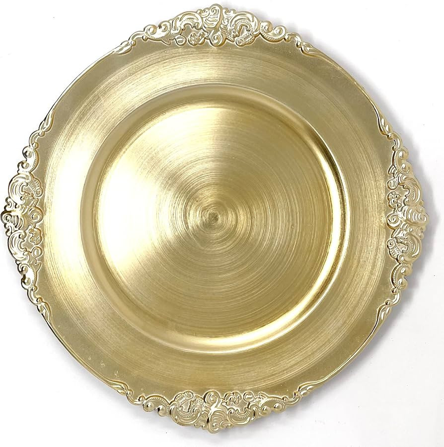allgala Gold Charger Plates - Heavy Duty Plastic Charger for Dinner Plates - 6 Pack 13 Inch Charg... | Amazon (US)