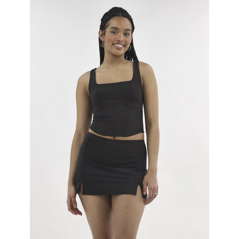 No Boundaries Active Square Neck Top and Skort Set, 2-Piece, Women's | Walmart (US)