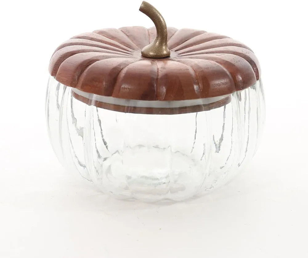 Godinger Pumpkin Storage Jar, Storage Container, Halloween Decor, Pumpkin Decor, with Wood Lid an... | Amazon (US)