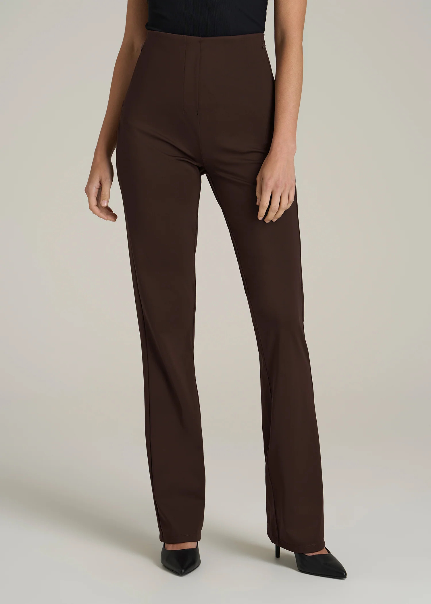 High Rise Pull On Mini Flare Pant for Tall Women in Espresso | American Tall