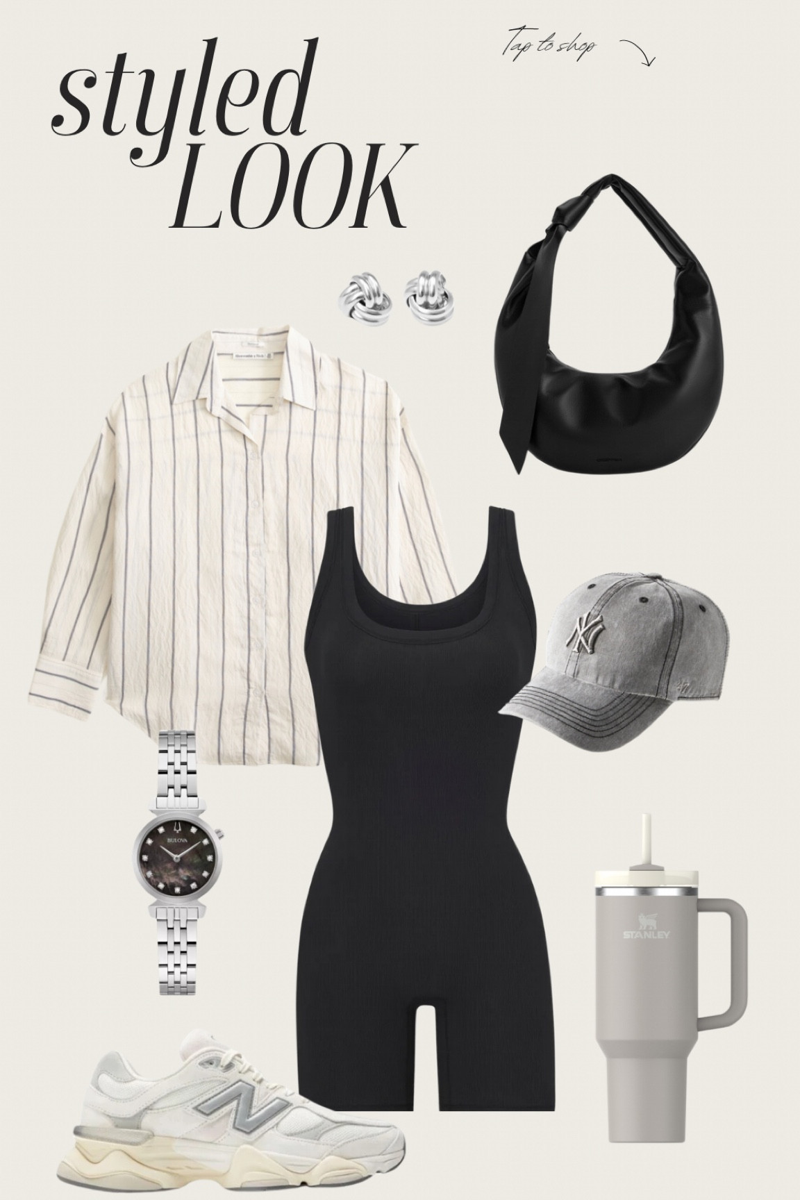 This is my go to School Drop Off style - bike shorts/onesie, oversized button up, hat, & ALWAYS my mom new balances. 

Also, I love this bulova watch. I got this for Christmas as a gift a few years back and get compliments on it wherever I go. It’s on sale and is less than $400 right now but people always mistake it for much much higher end. The face is mother of pearl and there are diamond embeds as well. So classy! 

Watch, bulova, jewelry, silver, school drop off, mom fit, mom outfit, casual outfit, casual fashion, Stanley, New York, Ball Cap, dad hat, button down, Charles and Keith, polene, purse, mom fashion, styled look, outfit inspo, outfit ideas, airport outfit, travel outfit, plane outfit, 

#LTKtravel #LTKsalealert #LTKstyletip