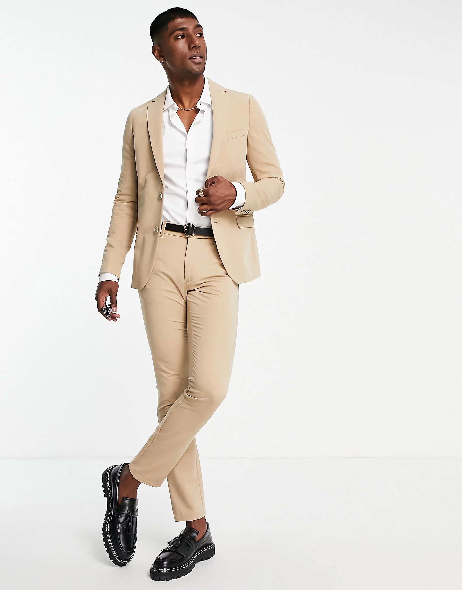 New Look super skinny suit jacket in stone | ASOS (Global)