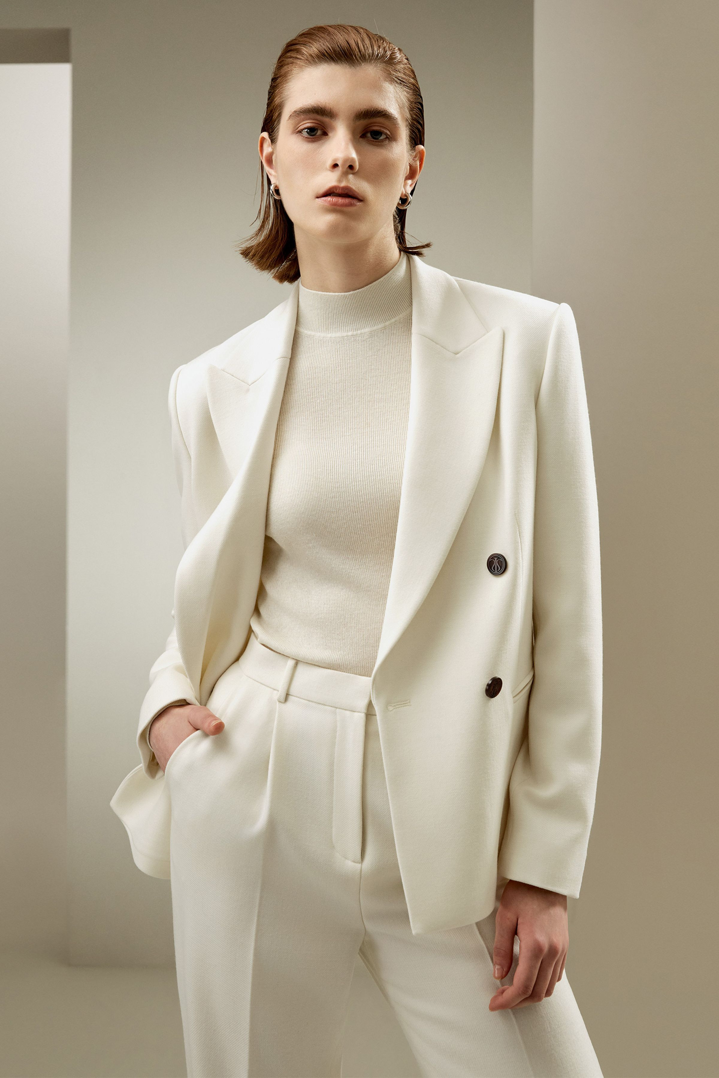 Double-Breasted Wool Blazer | LilySilk