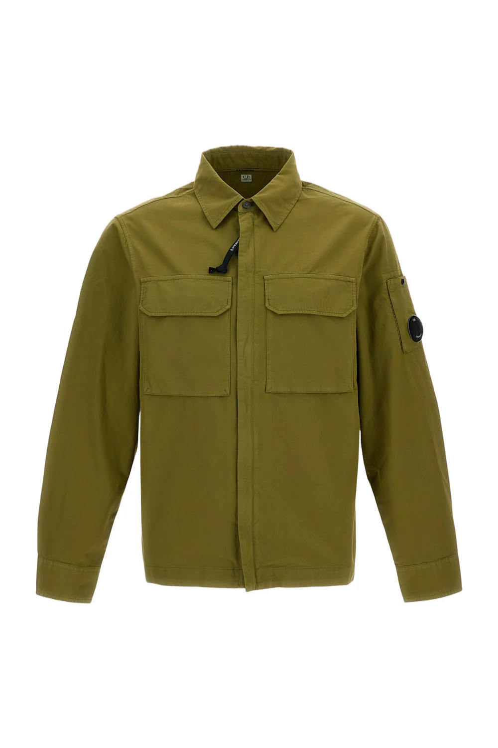 Green Zip Cotton Shirt Jacket | Shop Simon