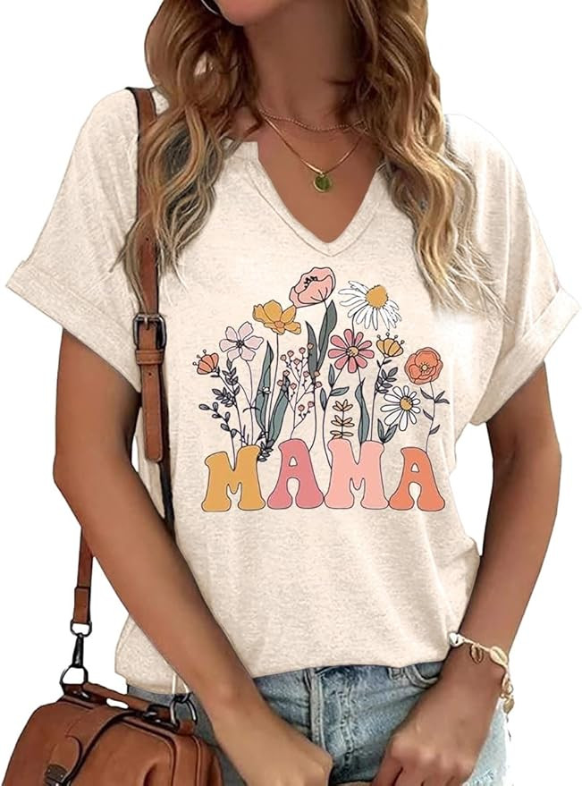Earlymemb Womens Vintage Flowers V Neck Shirt Boho Floral Wildflowers Graphic Tee Casual Cottagec... | Amazon (US)