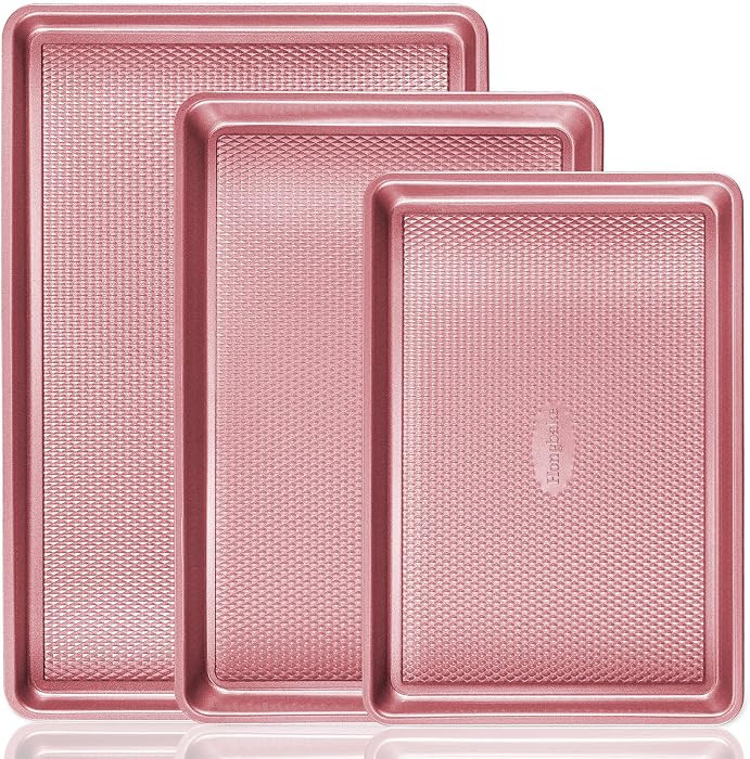 Baking Sheet Pan Set, Cookie Sheets for Oven, Nonstick Half/Quarter/Jelly Roll Pans with Diamond ... | Amazon (US)