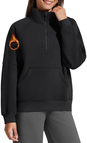 G4Free Flurrylux Women's Mock Neck Sweatshirt Half Zip Hoodie Cotton Fleece Pullover Winter | Amazon (US)