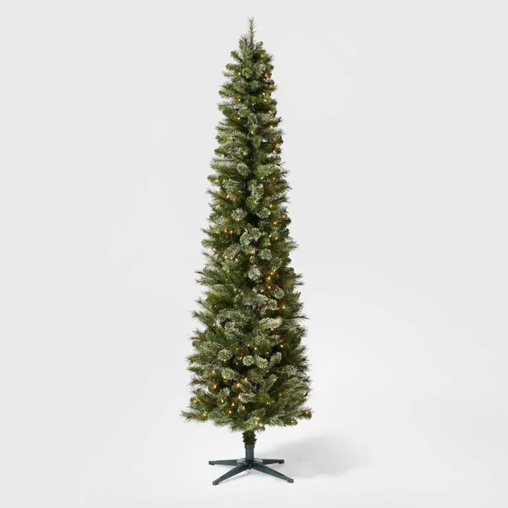 7.5' Pre-Lit Pencil Virginia Pine Artificial Christmas Tree Clear Lights - Wondershop™ | Target