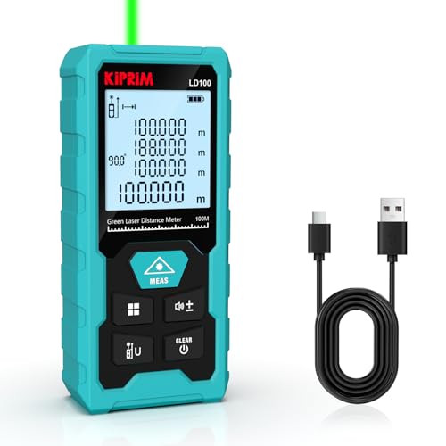 Kiprim LD100 Green Laser Distance Meter,328ft,Rechargeable,Electronic Level | Amazon (UK)