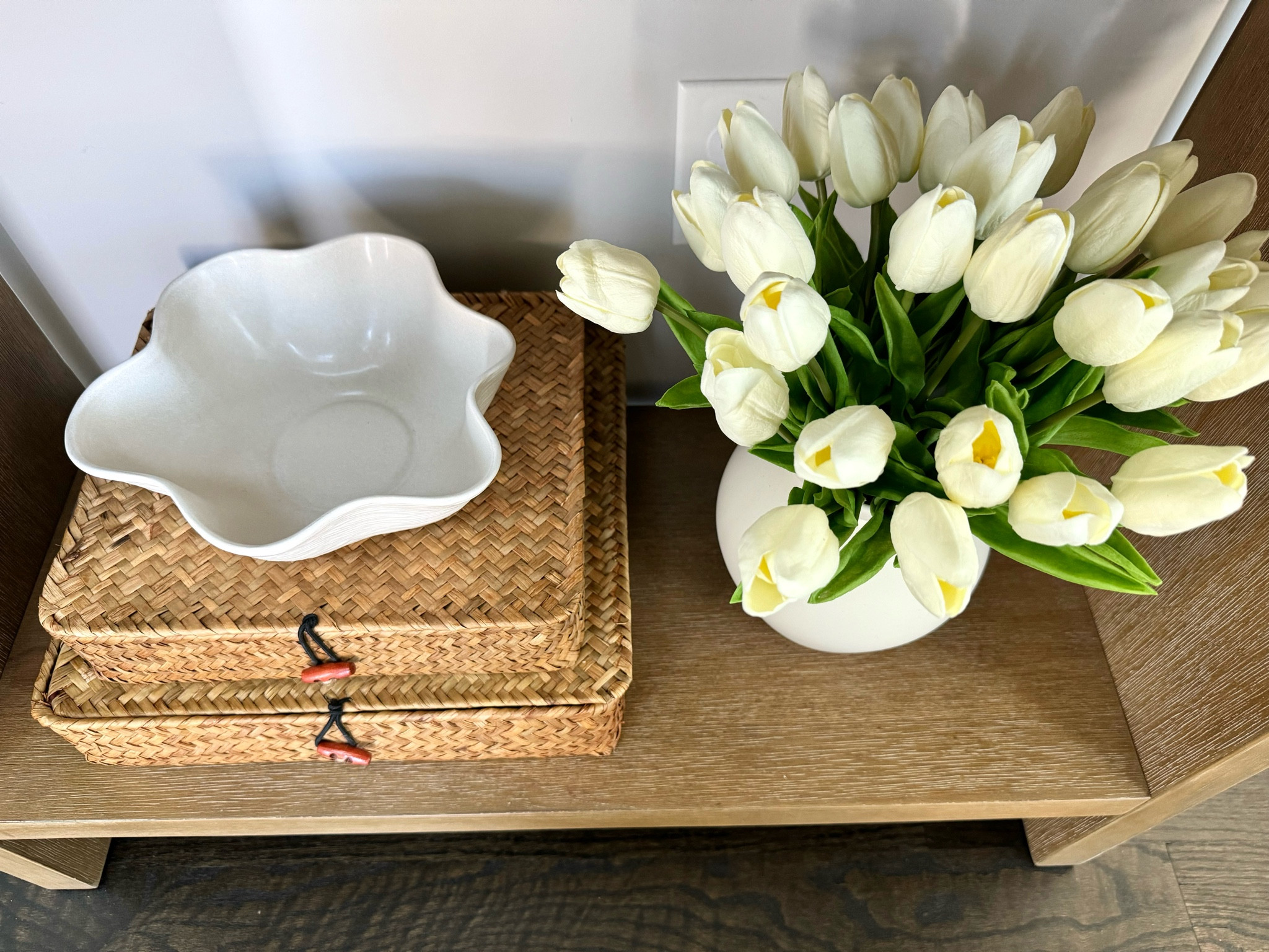 Amazon faux white tulips, ceramic vase, woven baskets, neutral decor, table decor, living room decor, accent decor, spring home styling 

#LTKSpringSale #LTKSeasonal #LTKhome