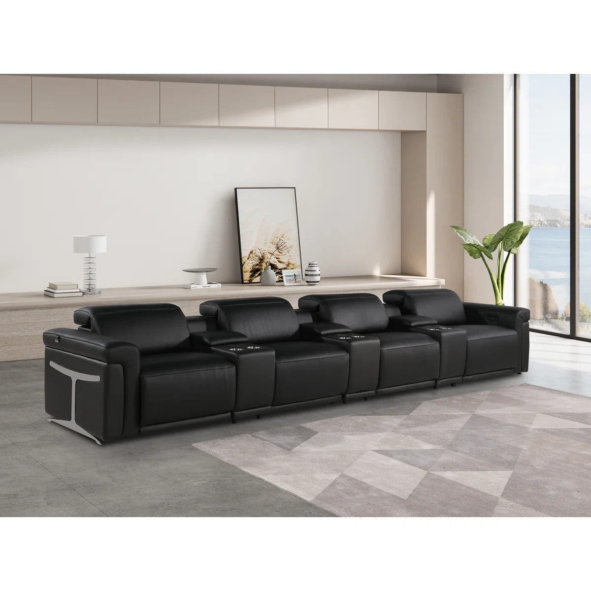 7-Piece 4-Power Reclining Italian Leather Sofa With Power Headrest | Wayfair North America