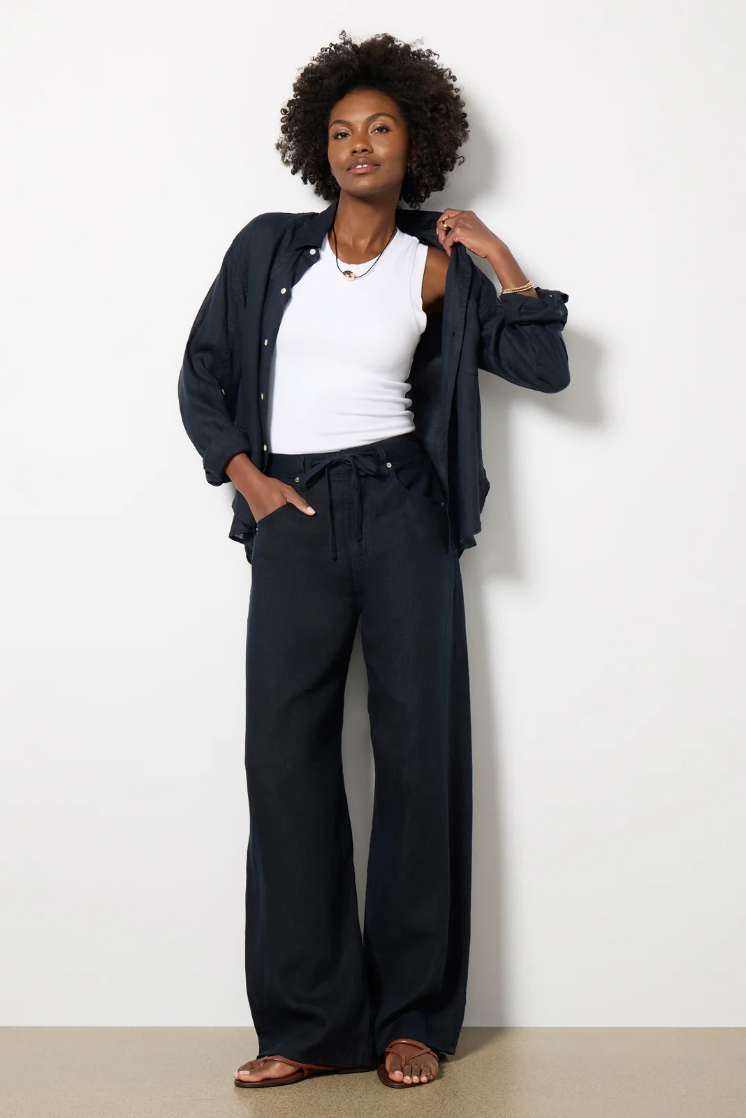 Brynn Drawstring Linen Pant | Evereve