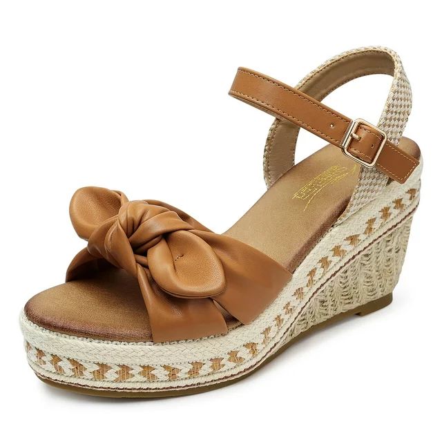 SHIBEVER Espadrilles for Women Open Toe Buckle Ankle Strap Wedge Heels Sandals Dressy Summer Comf... | Walmart (US)
