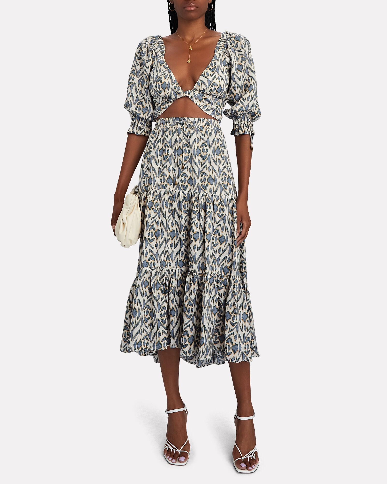 Amina Printed Linen Wrap Top | INTERMIX