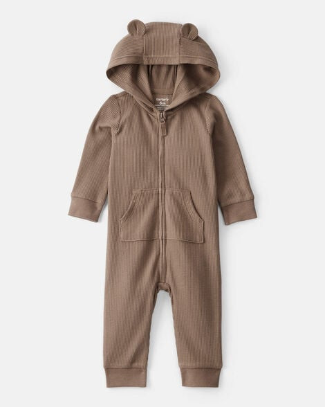 Carter's Baby Girls Bear Long-Sleeve Jumpsuit - Brown 3M Brown | Carter's Inc