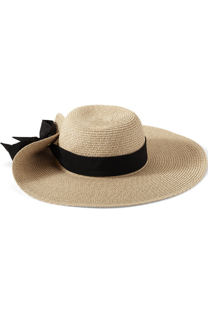 Facesaver Wide Brim Straw Hat with Scarf - Lands' End - White - S-M | Lands' End (US)