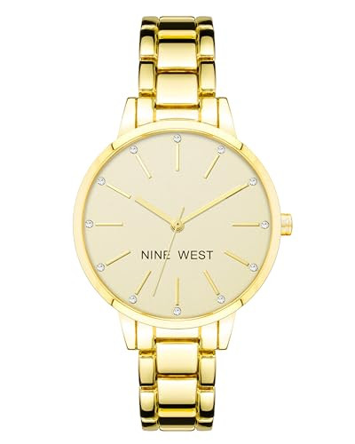 Nine West Women's Crystal Accented Gold-Tone Bracelet Watch | Amazon (US)