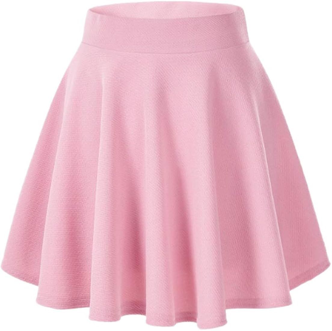 Afibi Casual Mini Stretch Waist Flared Plain Pleated Skater Skirt | Amazon (US)