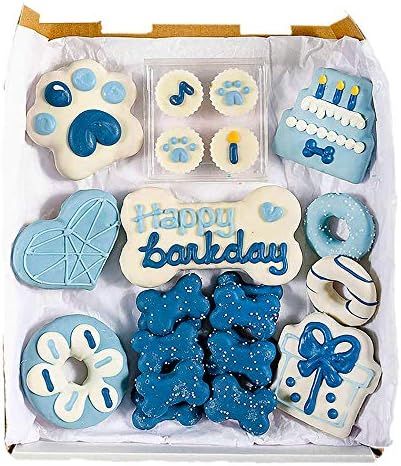 W\u00fcfers Dog Birthday Boy Dog Cookie Box | Handmade Hand-Decorated Dog Treats | Dog Gift Box M... | Amazon (US)