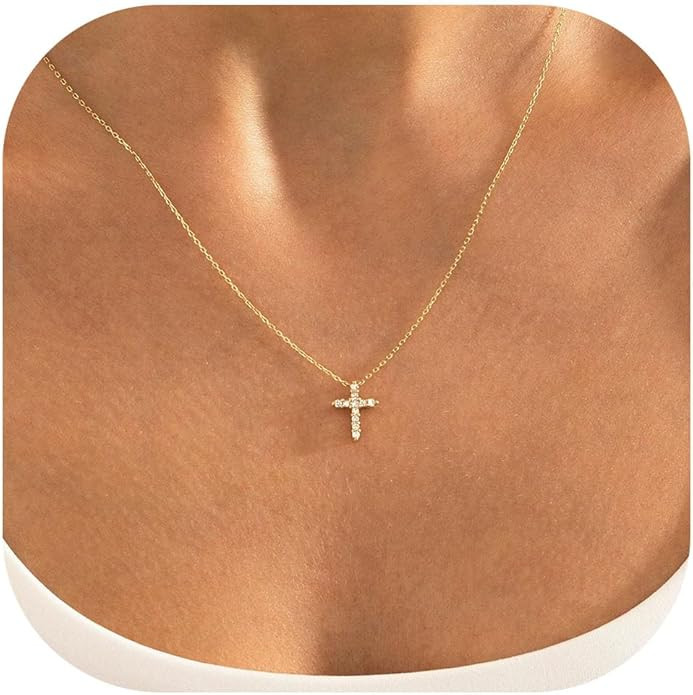 MONOZO Easter Basket Stuffer Cross Necklace for Women Girls, 14K Gold Plated Layered Cross Neckla... | Amazon (US)