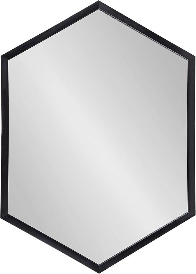 Kate and Laurel Laverty Modern Framed Hexagon Mirror, 22" x 31", Black, Contemporary Geometric Wa... | Amazon (US)