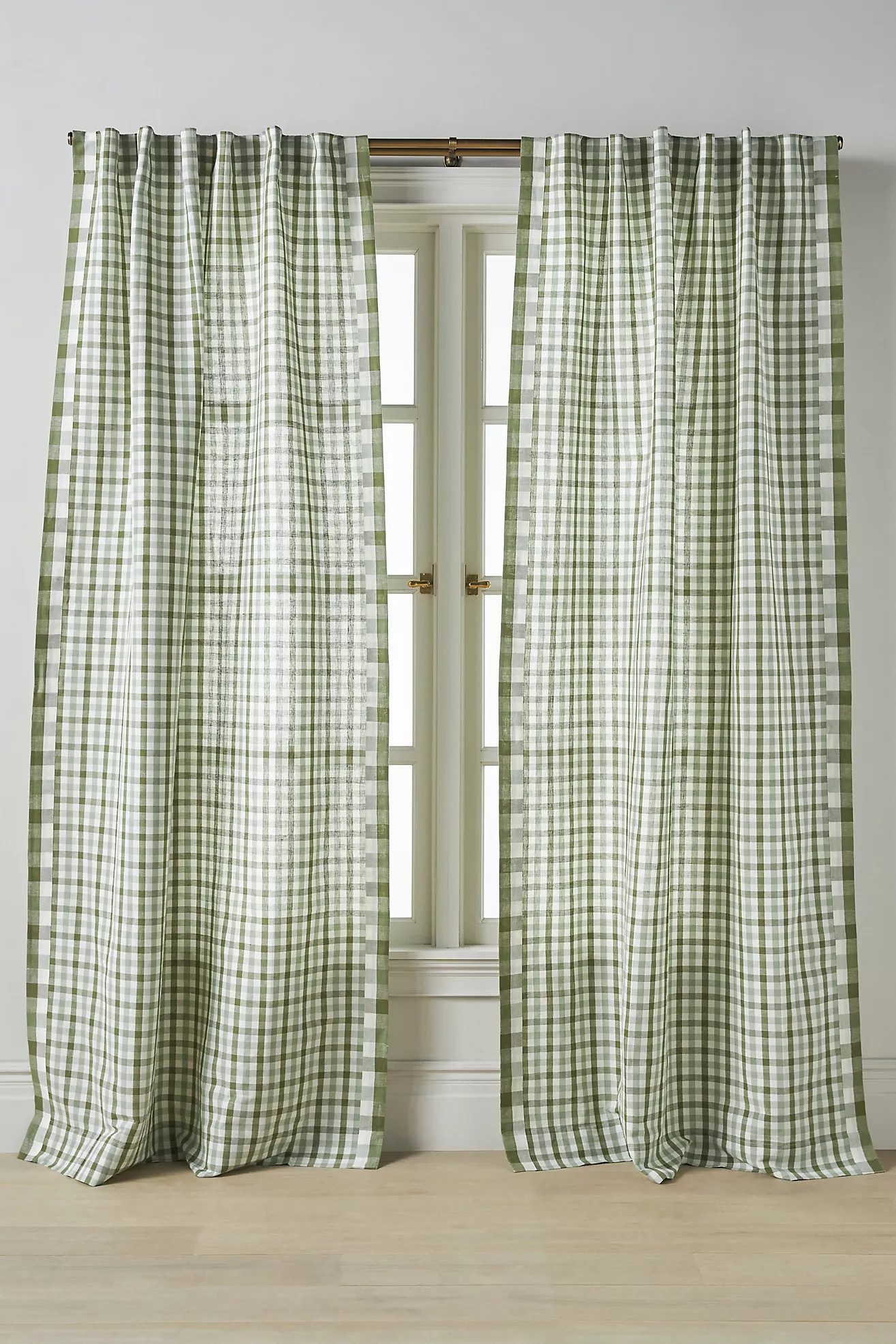 Cotton Linen Gingham Curtain | Anthropologie (US)