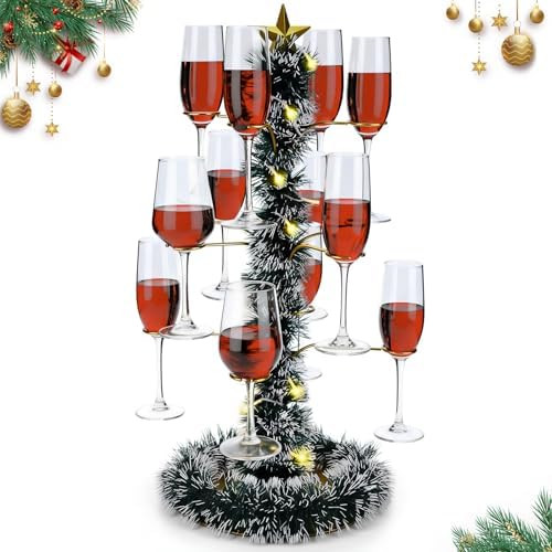 Christmas Cocktail Tree Stand for Drinks 3 Tier 12 Holders Champagne Drink Tree Tower Margarita S... | Amazon (US)