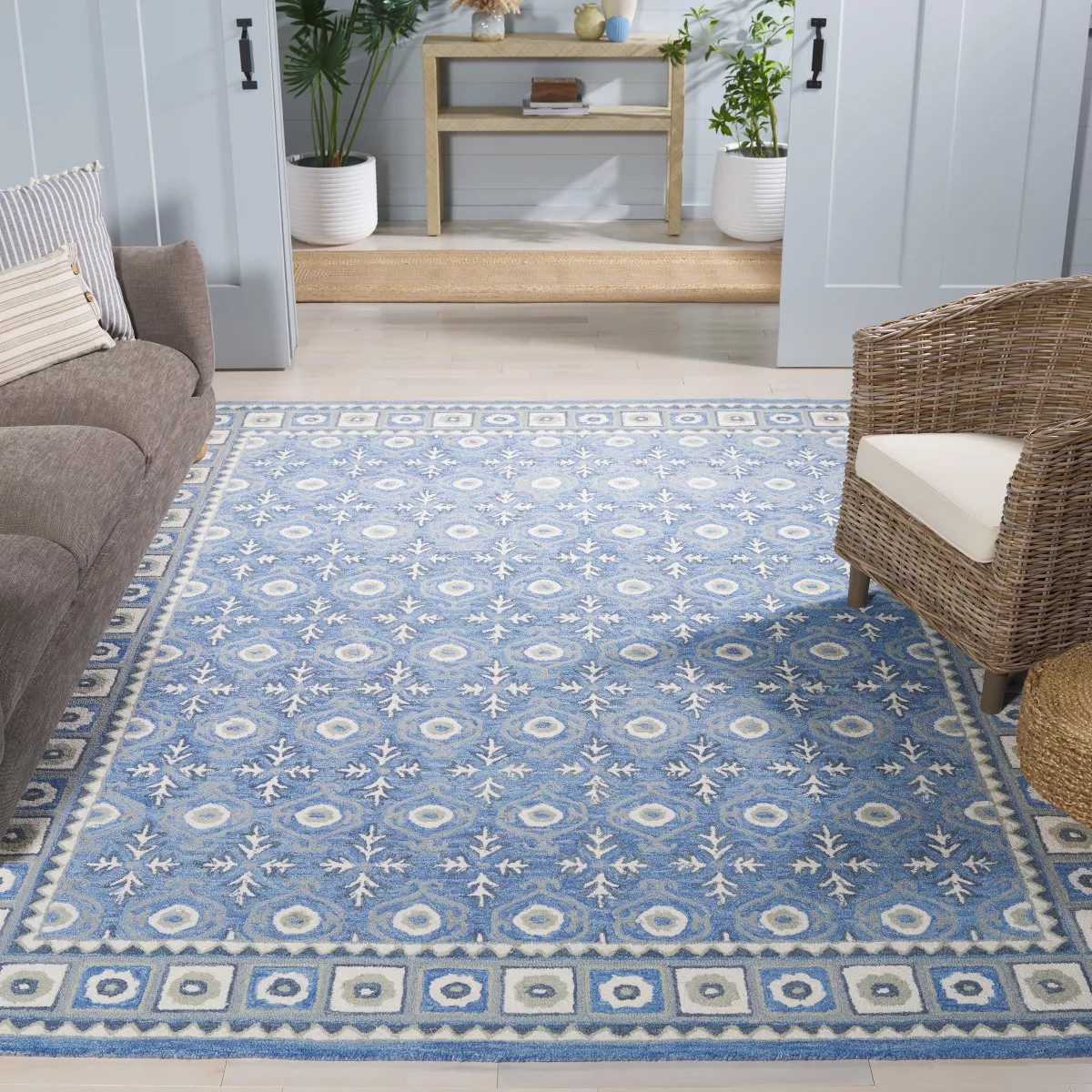 Ebony EBN651 Hand Tufted Indoor Area Rug - Blue/Ivory - 8'x10' - Safavieh | Target