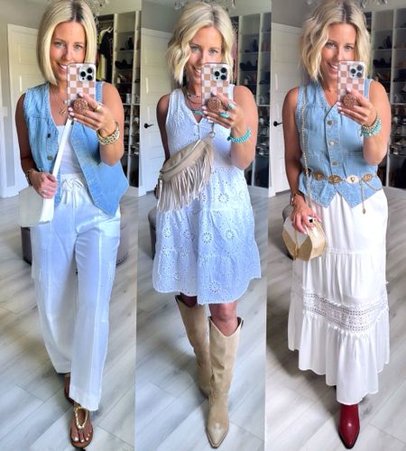 Denim and white for the perfect summer neutral looks! 
Wearing size small in everything!

#LTKstyletip #LTKSeasonal #LTKfindsunder50