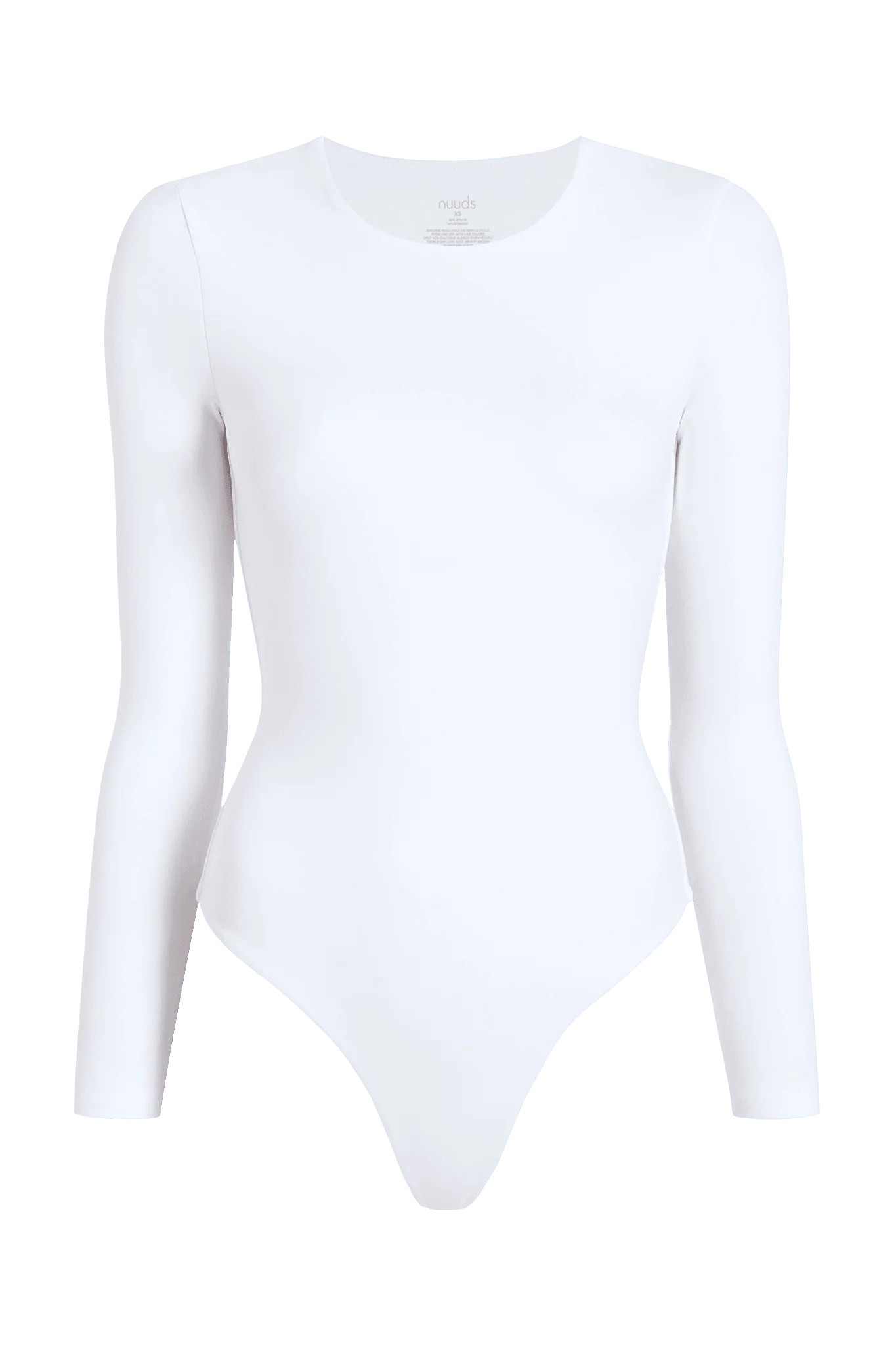 Long Sleeve Crewneck Bodysuit | White | nuuds