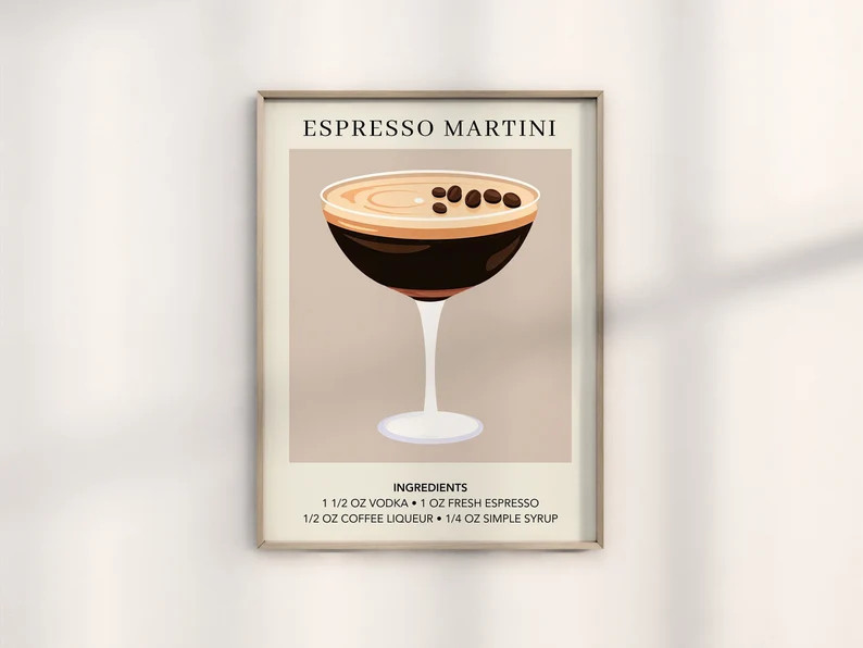Espresso Martini Art Print Cocktail Art Poster Mixology - Etsy | Etsy (US)