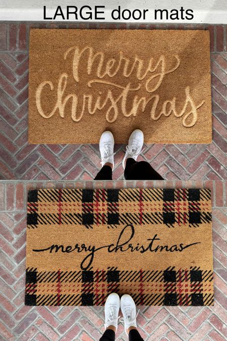 Affordable holiday door mats that actually fit for double door entrance! Available is small and large sizes. $15-$40.
#walmartfinds 
Holiday porch 
Holiday decor 

#LTKunder50 #LTKhome #LTKHoliday