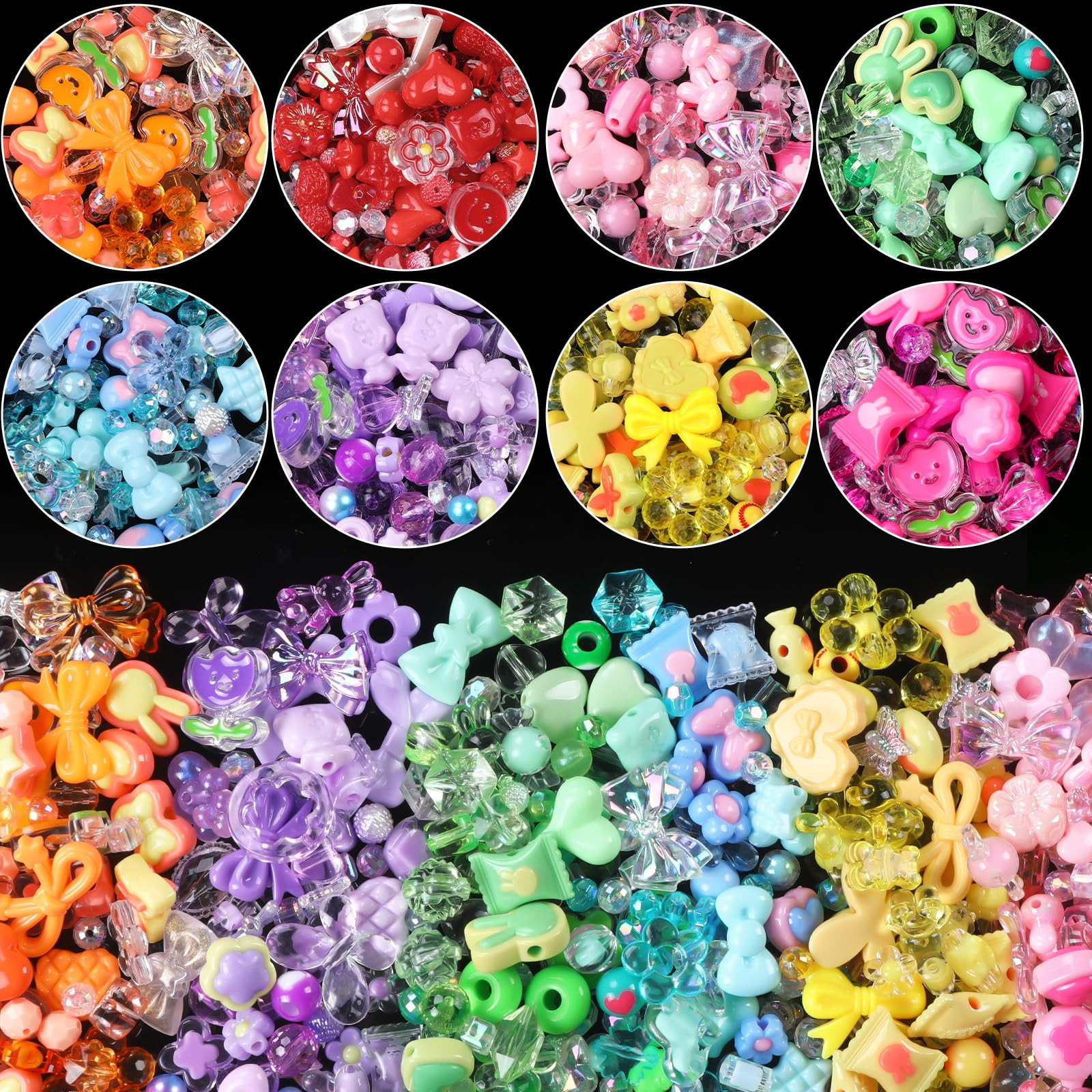 JOISHOP 400PCS Mix Assorted Acrylic Beads for Bracelet Making, Star Heart Candy Flower Bow Butterfly Kawaii Aesthetic Cute Beads for Jewelry Making DIY Necklace Keychain Phone Charms | Amazon (UK)
