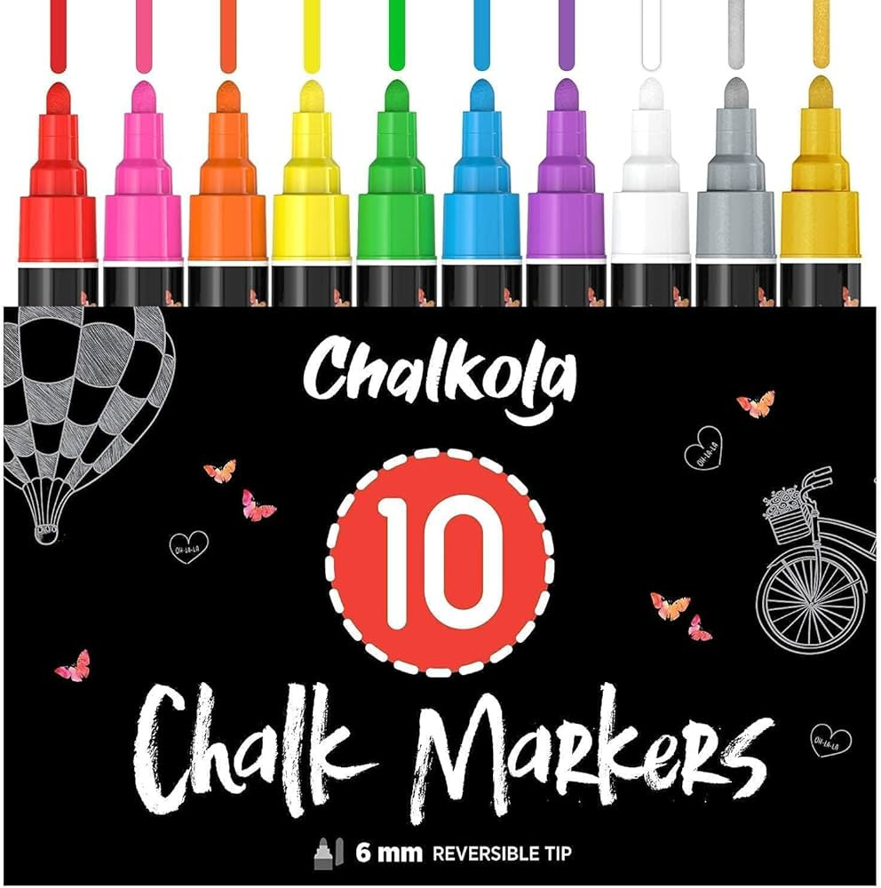 Chalkola Liquid Chalk Markers Erasable (10 Pack) w/Gold & Silver - Washable Paint Chalk Pens for ... | Amazon (US)
