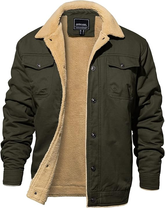 EKLENTSON Men's Winter Jacket Thick Thermal Cotton Warm Fleece Lined Coat Trucker Lapel Work Carg... | Amazon (US)