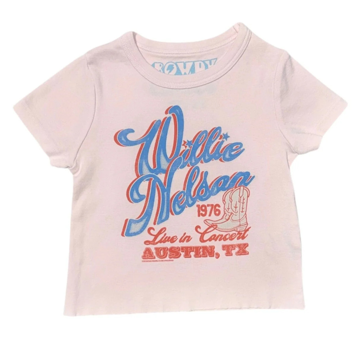WILLIE NELSON AUSTIN COWBOY BOOTS TSHIRT 8/9 / PINK | Mini Dreamers 