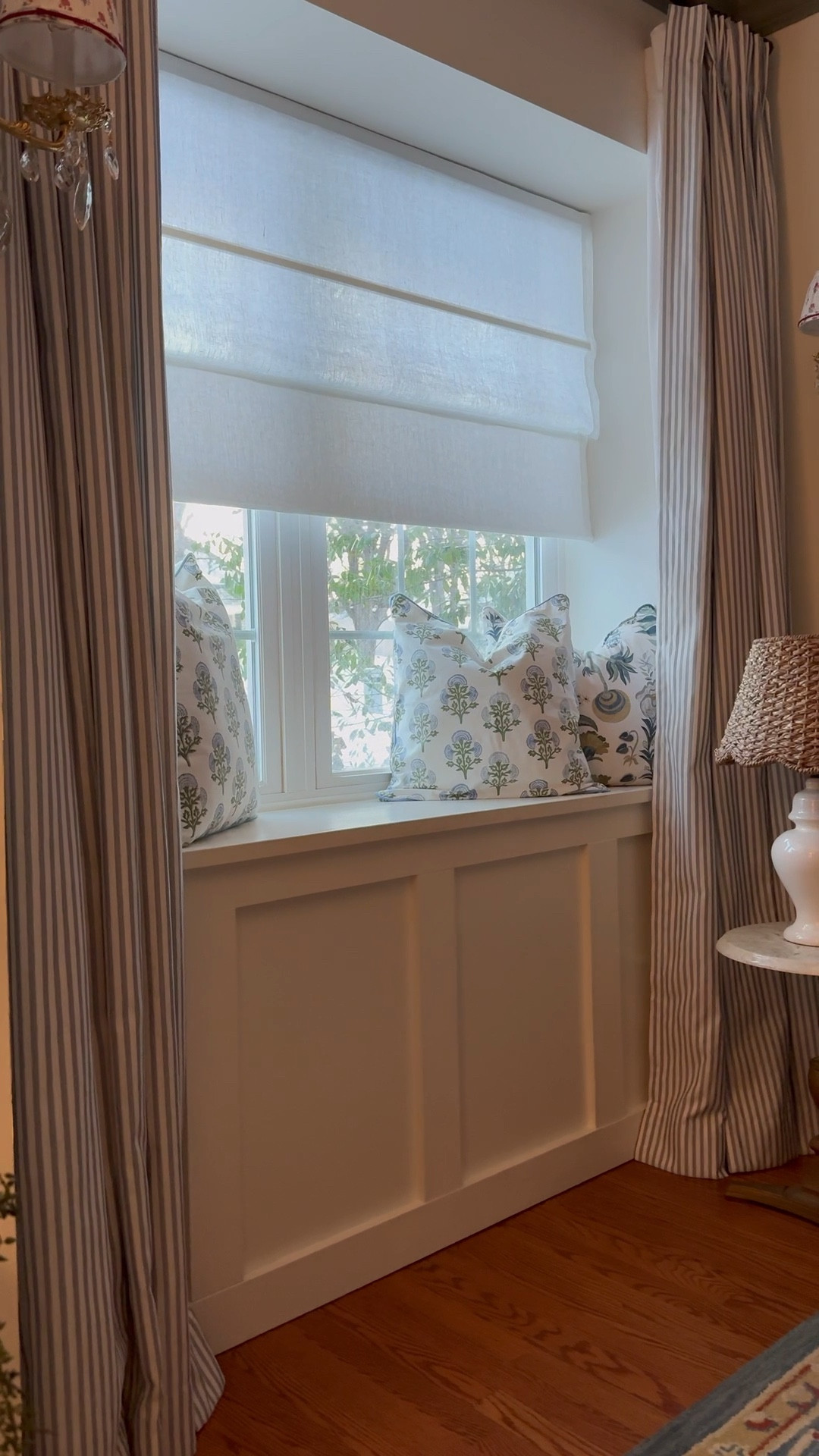 Good morning, rise and shine. Motorized locust on linen Roman shade, linen stripe curtains, antique gold and crystal sconces, pillow covers, block print pillows, floral pillow, wicker scallop lampshade, woven scallop lampshade, pleated chandelier lampshade, scallop throw blankett

#LTKdayinmylife #LTKSaleAlert #LTKHome