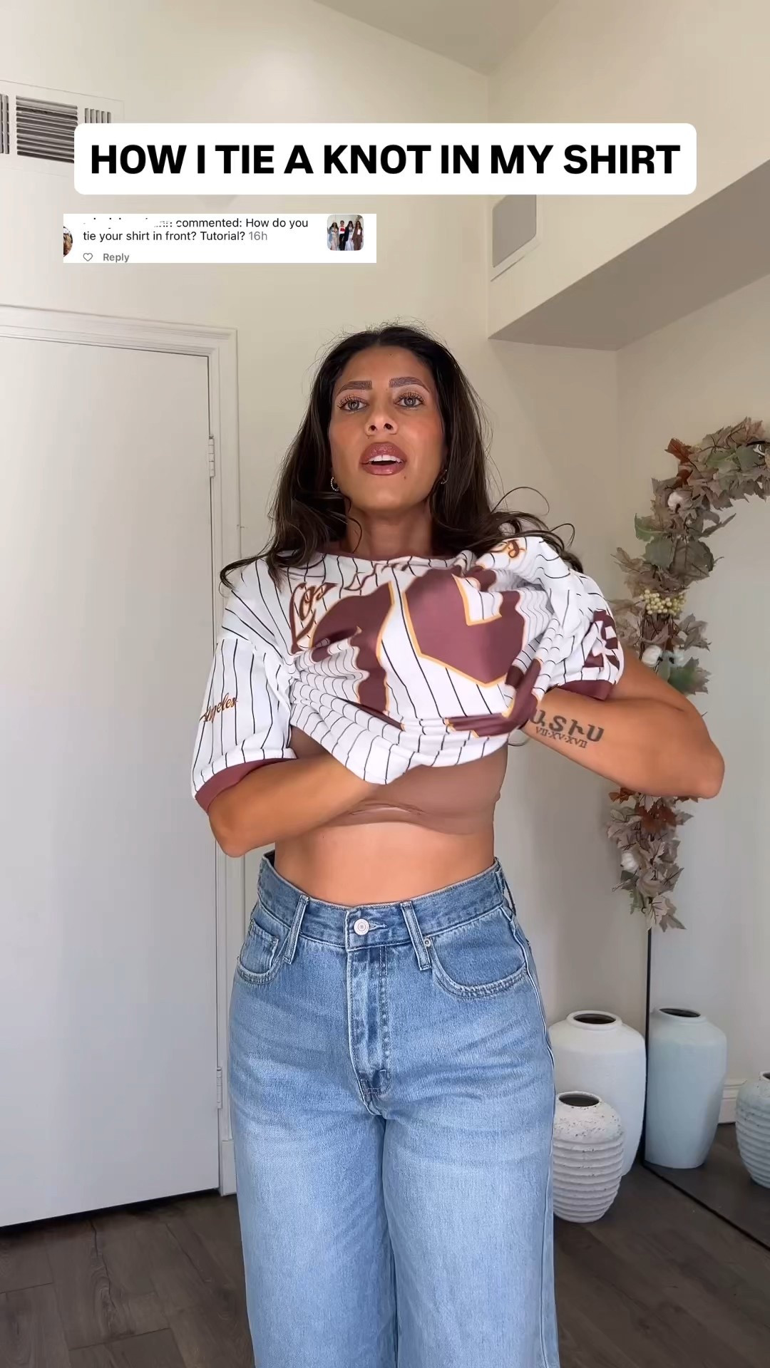 Style tip. This is how I tie a knot in this shirt.

#LTKFindsUnder50 #LTKSeasonal #LTKStyleTip