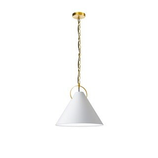 1 Light Incandescent Pendant, Aged Brass with White Shade | Bed Bath & Beyond