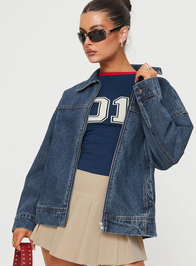 Goldsmith Denim Bomber Jacket Mid Wash | Princess Polly US