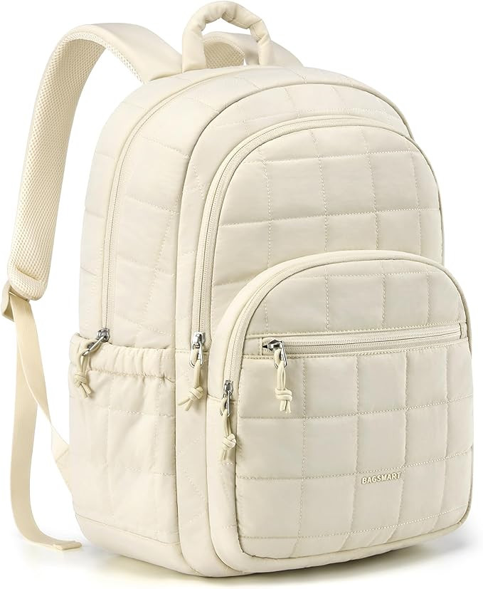 BAGSMART College Laptop Backpack, Travel Laptop Backpack for Women, Quilted Casual Daypack, Water... | Amazon (US)