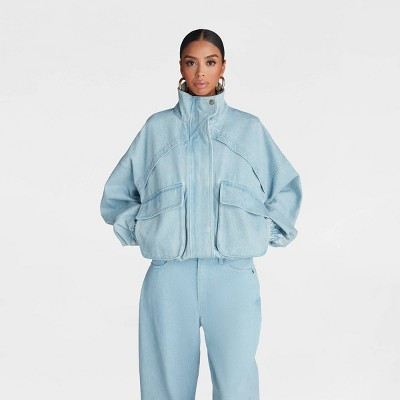 KBB by KAHLANA Women's 'The Denim Bomber Jacket' - Medium Wash XL | Target