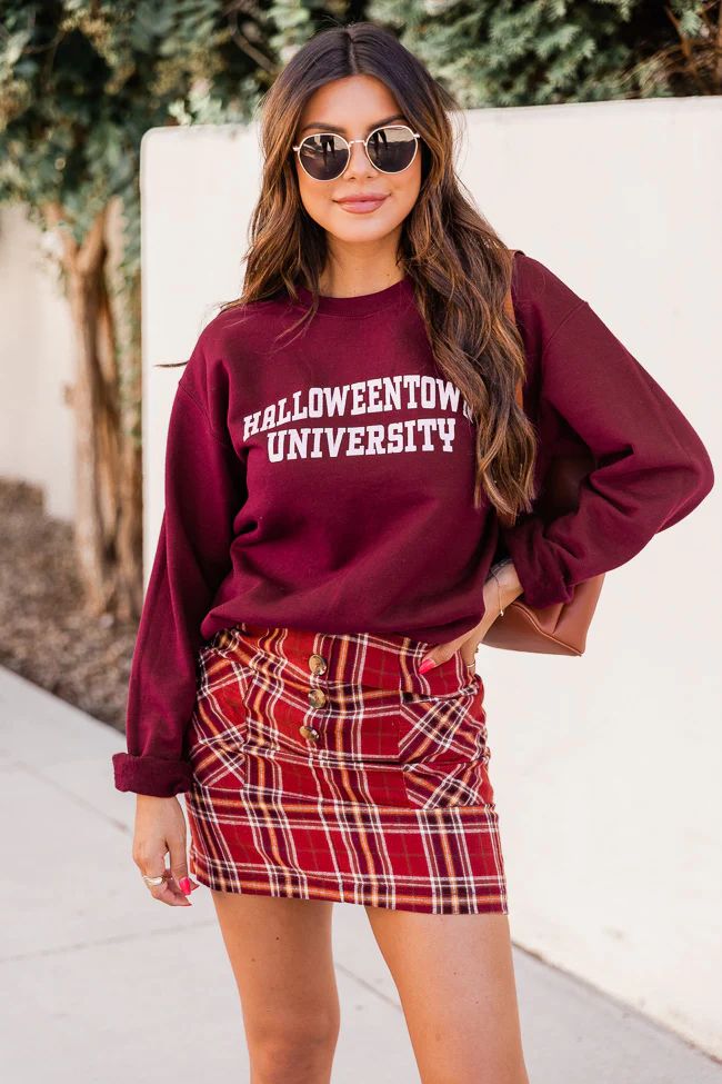 Halloweentown University Graphic Maroon Sweatshirt | The Pink Lily Boutique